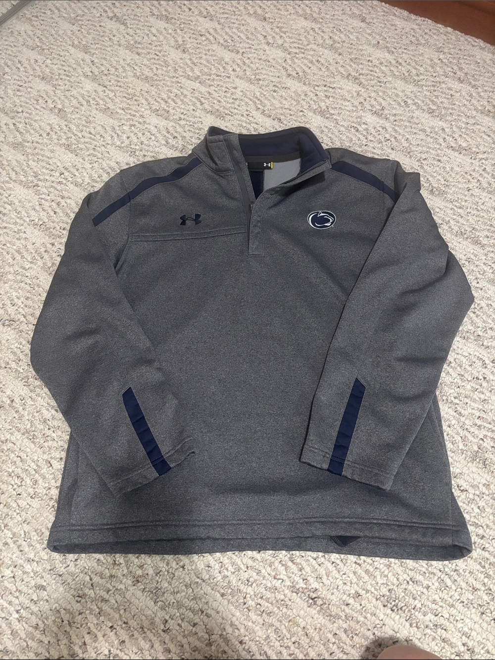 Under Armour Gray and Navy Penn State 1/4 Zip Pullover